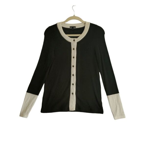 ATM Women's Black Long Sleeve Combo Modal Button Down Cardigan Small AW152-JAY - Picture 1 of 5